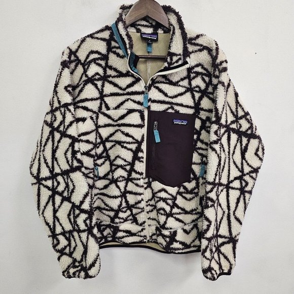 Patagonia Other - Patagonia Mens Retro X Fleece Jacket Size M Brown White Print Deep Pile Sherpa